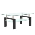 thumbnail image 7 of Glass Coffee Table with Lower Shelf, Holaki Modern Rectangular Tempered Glass Center Table with Metal Legs for Living Room, Black, 7 of 7