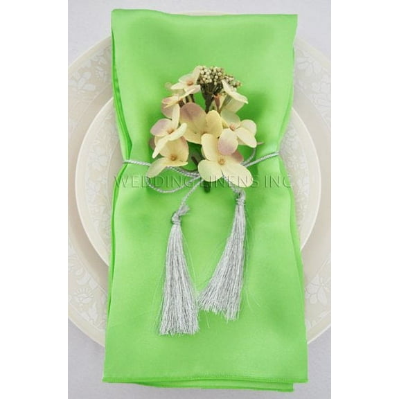 Wedding Linens Inc. (10pcs) 20'' x20" Satin Table Napkins for wedding Party Decoration events - Apple Green