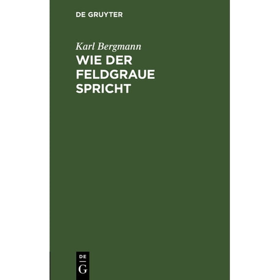 Wie der Feldgraue spricht (Hardcover)