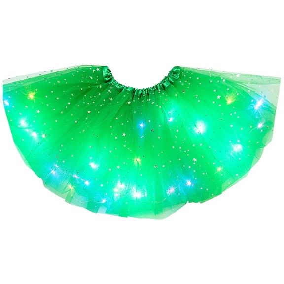 Women's LED Tulle Skirt, Glow in the Dark Puffy Tutu Skirt for Ballet Performances, Dance Recitals, and Rave Parties, Eye-Catching and Fluffy Stage Costume JN