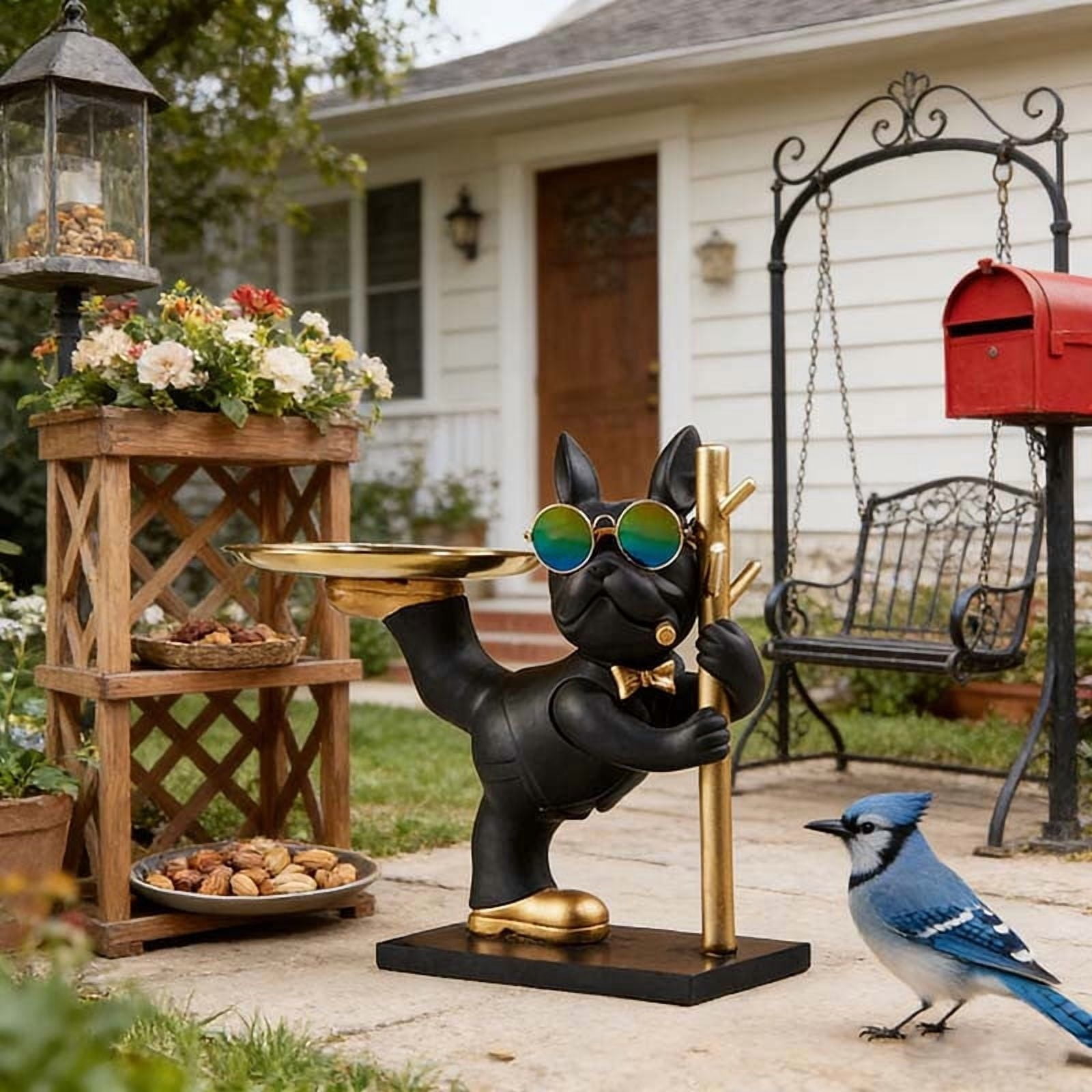 FEOLGEHLY Hanging Resin Bird Feeders for Outdoors, Faux Small Dog-shaped Bird Bath, Home Garden Decor, Sturdy and Durable Hummingbird Feeders for Outdoors, for Halloween Birthdays Mother'S Day(Black)