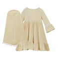 thumbnail image 2 of OGLCCG Toddler Girls Muslim Abaya Prayer Dress with Hijab Islamic Middle East Arab Ruffle Dress Soft Cotton Ramadan Eid Clothes 6M-8T, 2 of 7