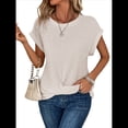 thumbnail image 3 of Camisetas para Mujer, Camisetas Informales con Mangas Murciélago Lisas y Dobladillo Cruzado, Camisetas Ajustadas A Lechoso XL, 3 of 8