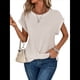 thumbnail image 3 of Camisetas para Mujer, Camisetas Informales con Mangas Murciélago Lisas y Dobladillo Cruzado, Camisetas Ajustadas A Lechoso XXL, 3 of 8