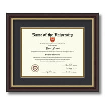 ArtToFrames 8.5x11 inch Diploma Frame - Framed in Mahogany and Gold Slope Frame with Black and Gold Mats, Comes with Regular Glass and Sawtooth Hanger for Wall Hanging (D-4447-8.5x11)