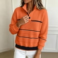 thumbnail image 6 of Vynhevius Women's Henley Sweater Striped Colorblock Waffle Knit Long Sleeve Loose Fit Fall Casual Pullover Knit Tops, 6 of 8