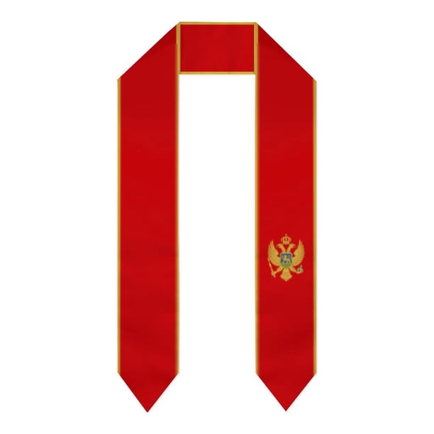 Faja de graduación Bandera de Montenegro bufanda chal estola azul zafiro con rayas de estrellas vestido de soltero accesorio cinta 180*14cm