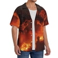 thumbnail image 2 of Wukai Fiery Dragons Castle Attack Men's Casual Short-Sleeve Button Down Shirt,Cuban Shirts for Men,Mens Short Sleeve Dress Shirts-Medium, 2 of 5