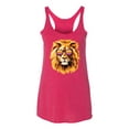 thumbnail image 2 of Lion With Sunglasses Animal Lover Tri-Blend Racerback Tank Top, Shocking Pink, Large, 2 of 3