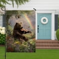 thumbnail image 3 of Spring Summer Bear Playing Violin Garden Flag Double Sided Burlap Yard Banner Outdoor Lawn Decoration 12x18 Inch, 3 of 6