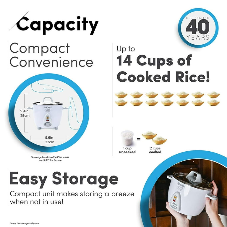 Aroma ARC-747-1NG Rice Cooker Food Steamer * 14 Cup * White