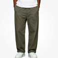 thumbnail image 2 of Babcutegg Big and Tall Mens Cotton Linen Pants Straight Leg Elastic Waist with Pockets Versatile Casual Trousers Size 2XL, 2 of 7