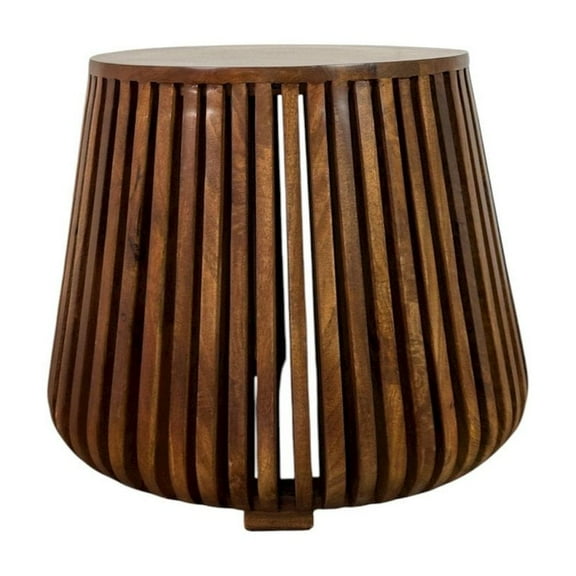 Carolina Chair & Table Cascade 24"x21" Slatted Bell Shaped Side Table - Chestnut