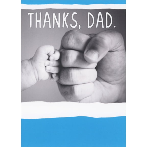 RSVP Baby Fist Bump Black and White Photo: Thanks Dad Father's Day Card