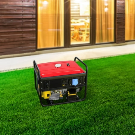 5-Gallon universal Generator Gas Fuel Tank W/ Chrome Cap Gauge Petcock Valve Red for Honda Series