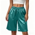 thumbnail image 2 of Puyaiuu Womens Ice Silk Satin Bermuda Shorts Elastic High Waist Loose Fit Plus Size Casual Loungewear Pants Lightweight Comfort Sleep Shorts For Summer Daily Wear, 2 of 8