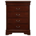 thumbnail image 3 of Glory Furniture Louis Phillipe Wood Veneer 4-Drawer Bedroom Chest in Cherry, 3 of 5