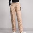 thumbnail image 3 of RQYYD Women's Down Pants Classic Elastic High Waist Quilted Padded Tapered Leg Warm Pants Winter Lightweight Puffer Snow Trousers Khaki 3XL, 3 of 6