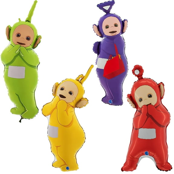 Pack of 4-32 Inch Teletubbies Shaped Foil Balloons - Tinky Winky, Dipsy, Lala & Po - Children's Party Decorations E11
