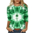thumbnail image 5 of Mceream St Patricks Day Shirt Women 3/4 Sleeve T Shirts fashion Funny Green Shamrock Printed Graphic Saint Patrick's Tee Holiday Tops Ladies St Patricks Day Tshirts Green XL, 5 of 5