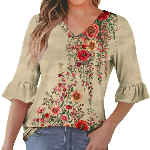 SHE IS Womens 3/4 Sleeve Tops, Shirts for Women Long Sleeve Cotton Plus Size Womens Long Sleeve Tops Womens Button down Blouse Wrinkle Free White Long Sleeve Shirts for Women Cotton