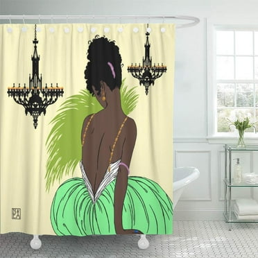SUTTOM Nouveau Bianca in Green Chandelier Vintage Shower Curtain 60x72 inch