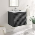 thumbnail image 2 of Wall Mount Sink Vanity Cabinet, Dark Grey Gray White, Wood, Mid Century Hotel Bedroom Bathroom, Modern Contemporary HB33370, 2 of 9