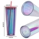 thumbnail image 2 of Vaso de agua fría de plástico de doble capa de 750 ml, vaso para bebidas, vaso de agua con pajita láser transparente con tapa, 2 of 5