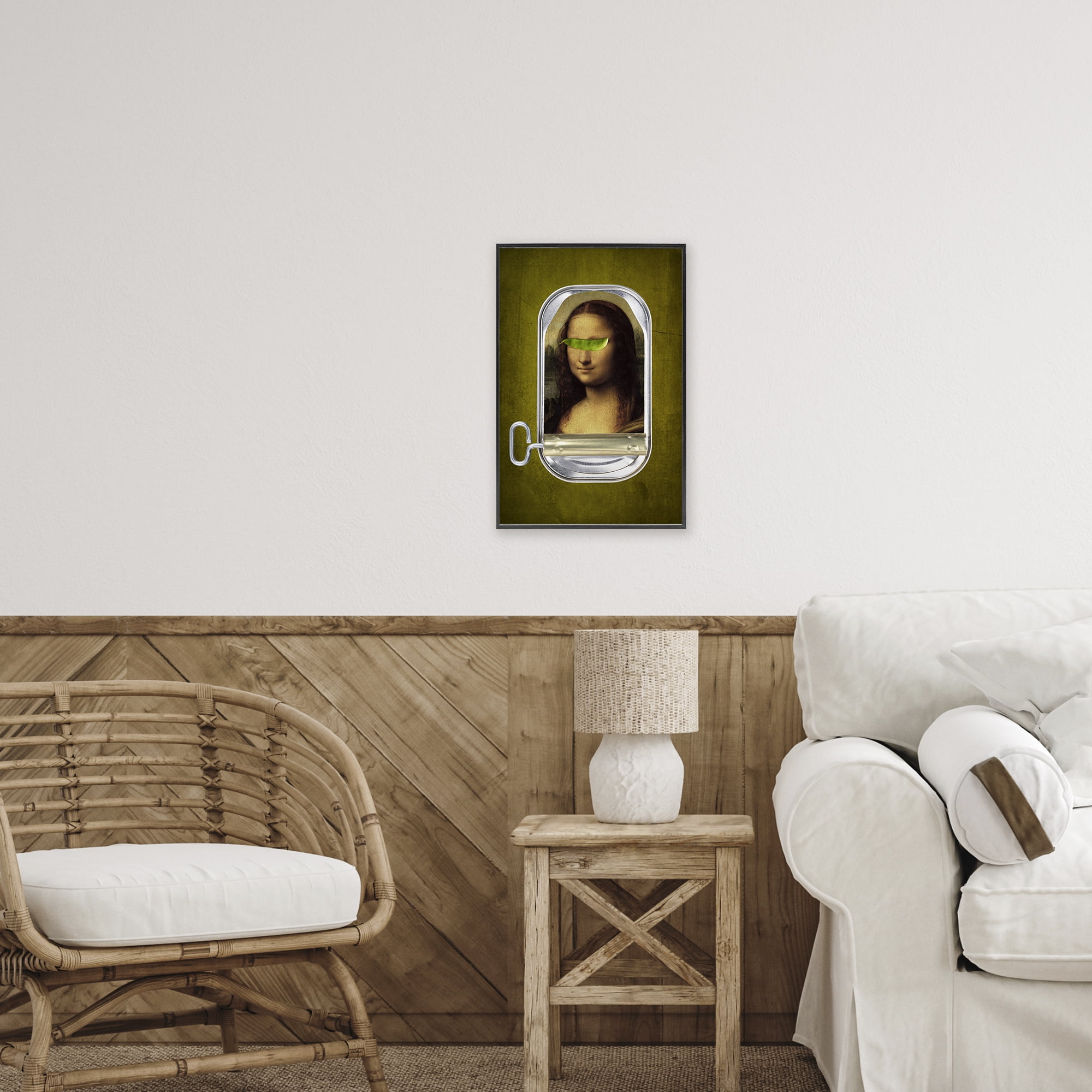 Canned Mona Lisa Black Framed Giclee Art, design by Elo Marc