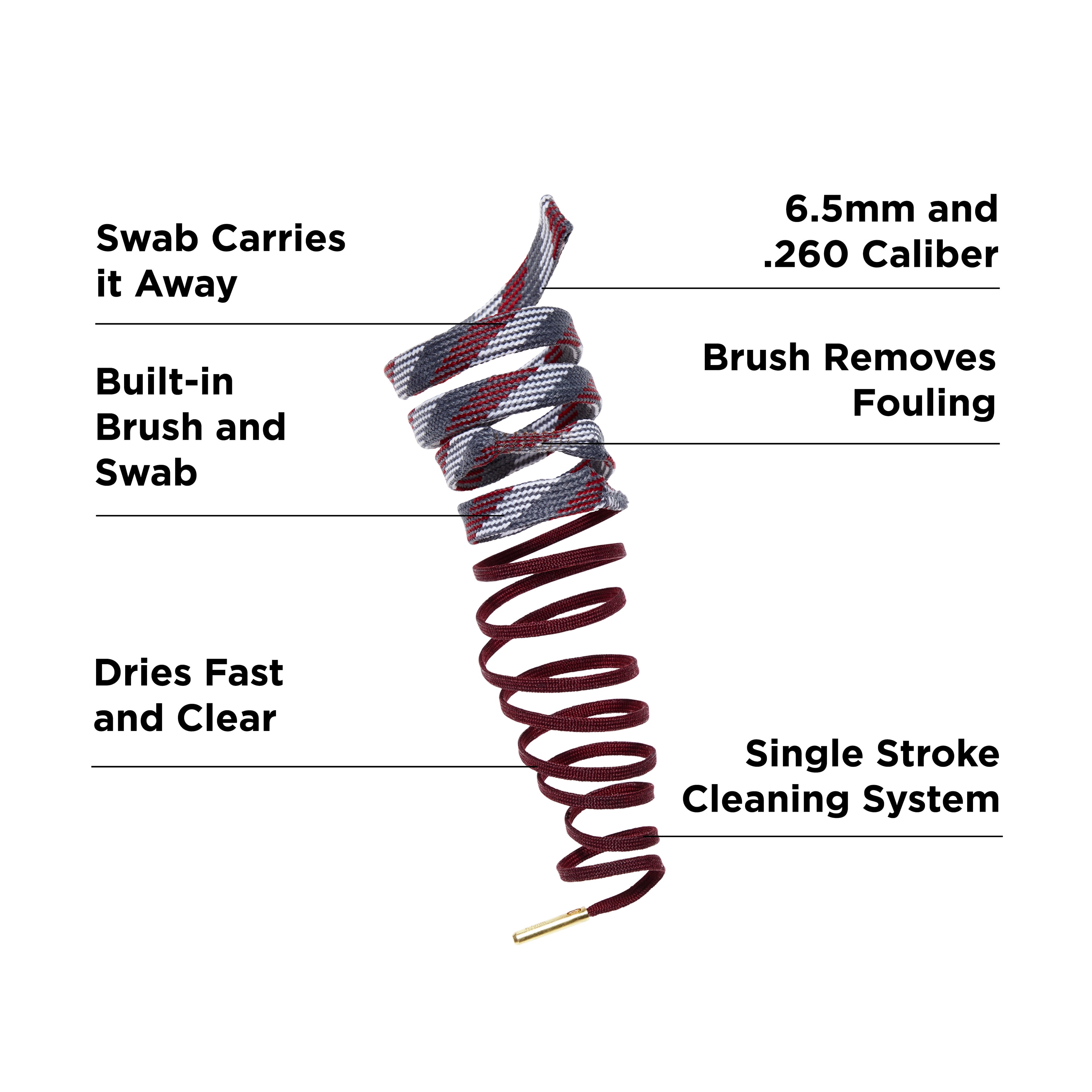 Bore-Nado Firearm Barrel Cleaning Rope by Allen Company, 6.5 mm, Multi, n/a, .27 / .264 Caliber