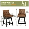 thumbnail image 2 of COOLHUT 26" Swivel Counter Height Bar Stools Set of 2 with Backs, Upholstered Bar Stools, Faux Leather Bar Chairs with Footrest for Kitchen Island, Brown, 2 of 24