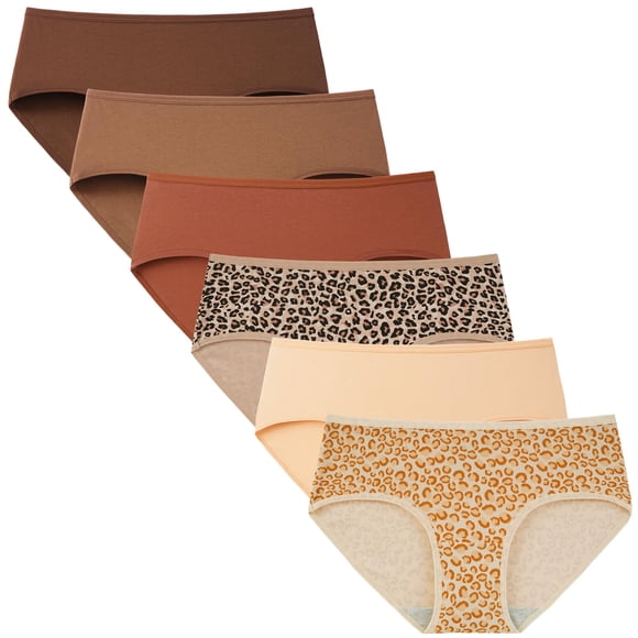 Bragas hipster de algodón Innersy para mujer, 6 unidades, diseño de leopardo