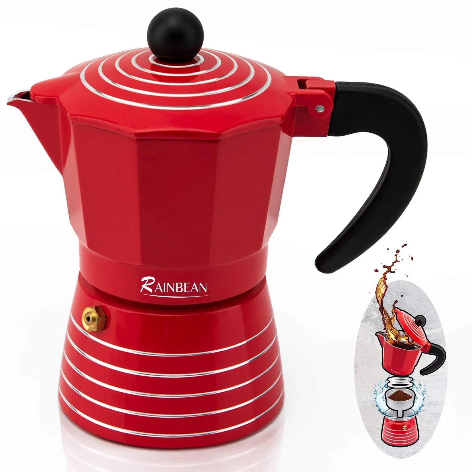 Stovetop Espresso Maker 3 Cup Moka Pot,Italian Cuban Greca Coffee Maker