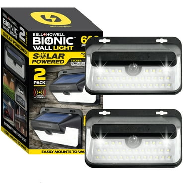 Bell   Howell Bionic Wall Light Outdoor Solar Powered 600 Lumen 2 Pack Motion Sensor LED