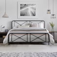 thumbnail image 3 of Bowery Hill Furniture Metal King Bed Decorative Double X Design Black, 3 of 11