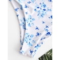 thumbnail image 7 of ZAFUL for Women Swimsuit or Bikini Set Plunge Surplice Floral Tankini Swimsuit Light Blue M, 7 of 7
