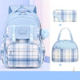 thumbnail image 2 of Girls 3Pcs School Backpack Bundle, Water Resistant Plaid Casual Daypack with Lunch Bag and Pencil Pouch, Adjustable Strap Cute Student Bookbag for Kids Teens Back to School, 2 of 3