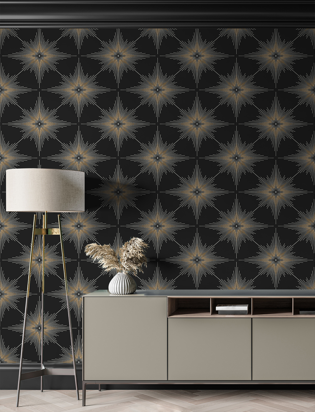NextWall Ebony Stellar Geo Peel and Stick Wallpaper