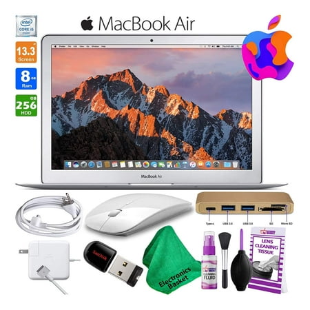 Apple MacBook Air 13 Inch 256GB (2017, Silver) (MQD42LLA) with USB Hub + More (New-Open Box)