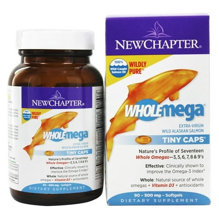 - New Chapter - Wholemega 100% Wild Alaskan Salmon Omega-Rich Fish Oil For Heart Health 500 mg. - 90 Softgels