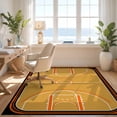 thumbnail image 3 of Design&I 5'x7' Ultra Soft Area Rug, Halfcourt Symmetry Bold Arc Border Stripe Center Basketball Print Refined None Fluffy Washable Non Shedding for Bedroom Living Room Home Office, 3 of 7