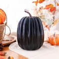 thumbnail image 2 of Decorative Artificial Pumpkins, 6.2x8.5 In Faux Foam Pumpkins, Fall Harvest Thanksgiving Decor, Farmhouse Tabletop Centerpiece, Halloween Party Mantel Decor for Thanksgiving Halloween Decor, Black, 2 of 5
