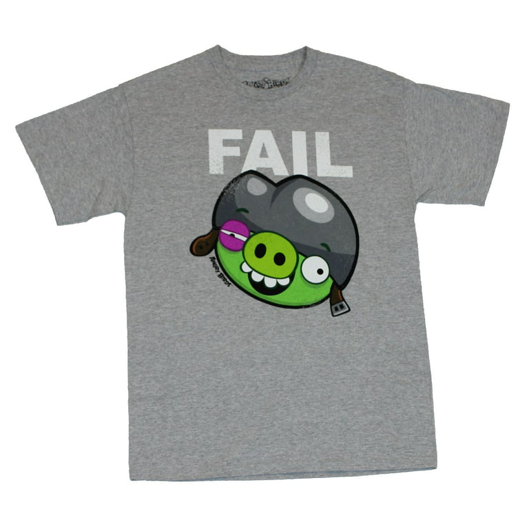 Aktiv element Konkurrere Angry Birds Mens T-Shirt - Epic Fail Fail Bruised Pig Graphic on Gray  (X-Large) - Walmart.com