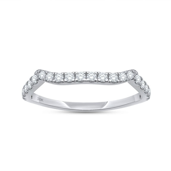 AFFY 0.25CT Round Lab Created Moissanite Enhancer Wedding Band In 10K Solid White Gold-4