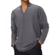 thumbnail image 1 of Camiseta holgada de manga larga con cuello en V y rayas para hombre, fresca para el verano - Poliéster, duradera, para uso diario, fácil de combinar con pantalones - Tallas S-XXXL, 1 of 8