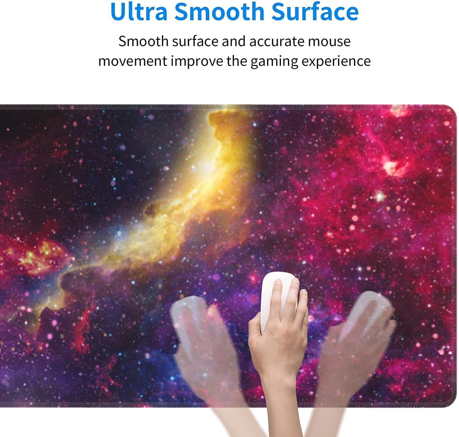 XL Large Gaming Mouse Pad for Desk, Extended Mousepad Desk Mat Desktop, Big Long Beautiful Galaxy in Outer Space Deskpad for Laptop, Keyboard, Computer for Women Office (Rainbow Colors, 31.5*11.8 In)