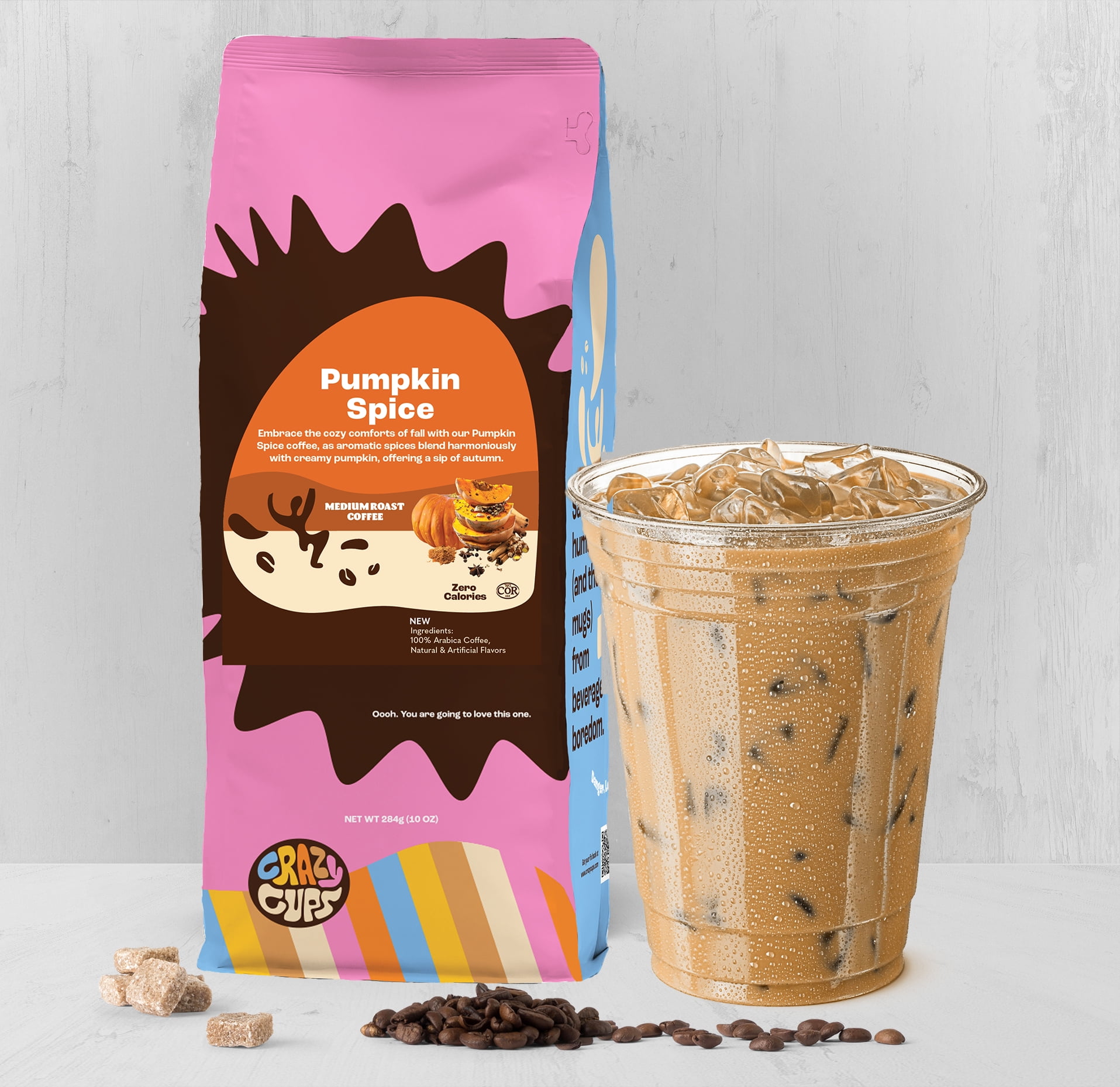 Crazy Cups Pumpkin Spice Flavored Ground Coffee, 10 oz, 3 Pack