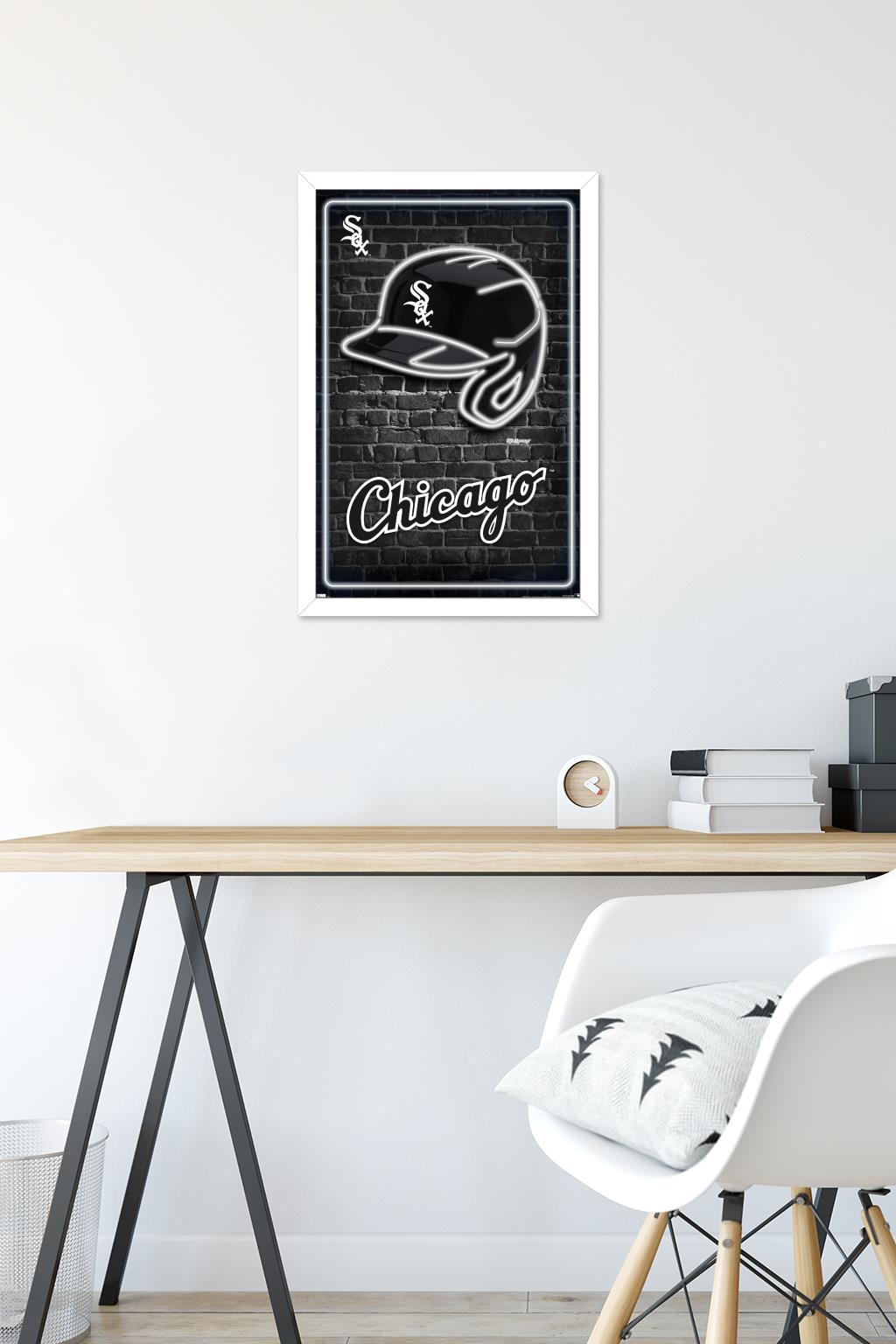 MLB Chicago White Sox - Neon Helmet 23 Wall Poster, 14.725" x 22.375" Framed