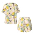 thumbnail image 6 of Wukai Lemon Leaves Women's Pajama Set,Short-Sleeve Top and Shorts with Elastic Waistband and Pockets for Loungewear, Yoga, and Casual Wear-3X-Large, 6 of 8
