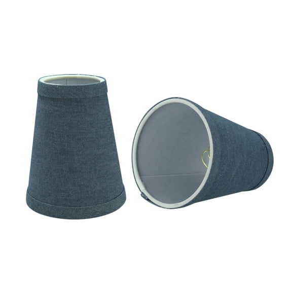 Aspen Creative 32660-2 Small Hardback Empire Shape Chandelier Clip-On Lamp Shade Set (2 Pack), Transitional Design in Washing Blue, 4" bottom width (2 1/2" x 4" x 5" )